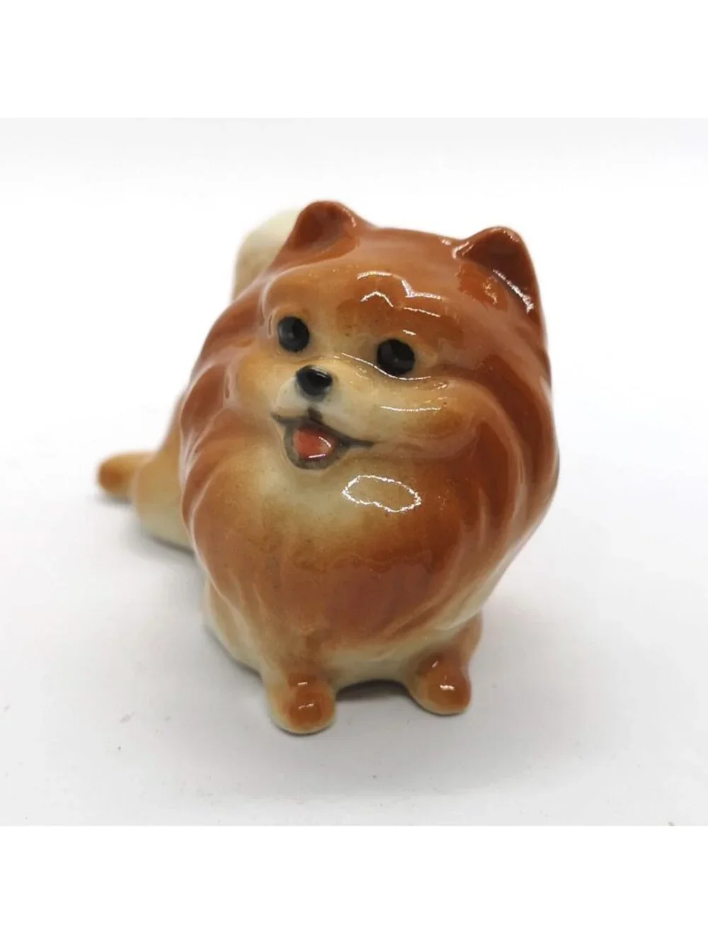 Charming Handmade Ceramic Pomeranian Figurine | Cute Dog Lover Shelf Decor